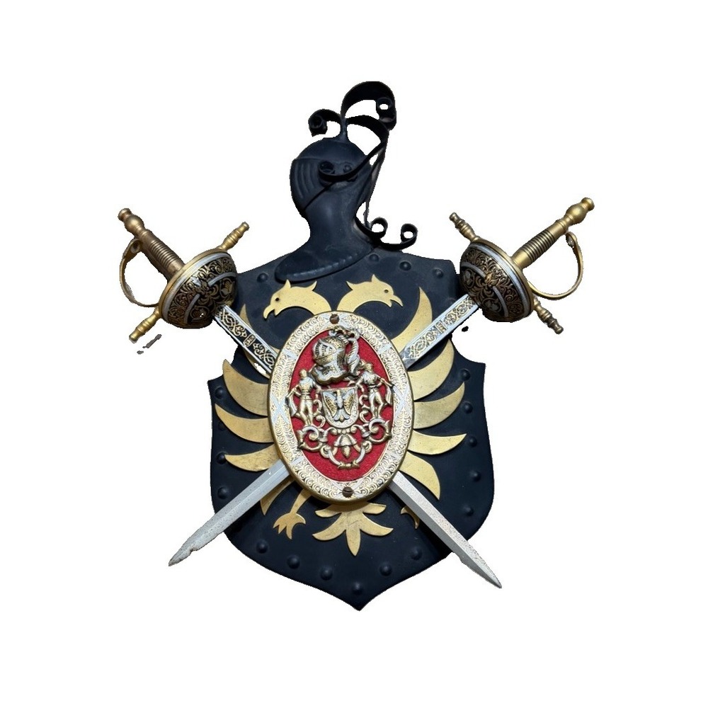 Toledo Spain Coat of Arms Wall Plaque Crossed Swords Removable Vintage